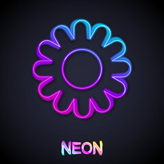 Glowing neon line Flower icon isolated on black background. Sweet natural food. Vector