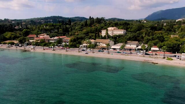 aerial view of ipsos beach  in corfu greece