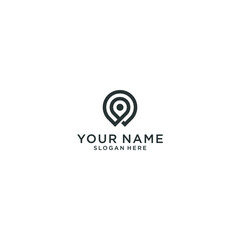 point map creative line concept logo vector template