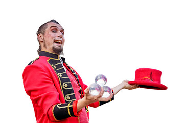Eccentric male juggler with balls