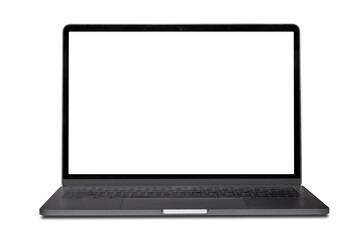 Laptop space gray with blank screen isolated on white background with clipping path.