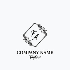 Botanical Initial Logo Design Template Letter FA