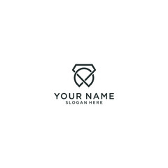 diamond creative line concept logo vector template