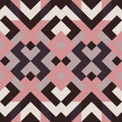 Abstract seamless pattern. Mosaic texture for textile, clown, carpeting, warp, book cover, clothes. Vector geometric background of triangles in red and brown colors