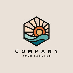 Summer beach logo vector template illustration design