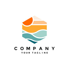 Summer beach logo vector template illustration design