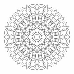 Mandala art simple coloring pages for adults. Abstract circular composition. Black and white patterns. Mandala patterns for beginners. EPS8 file. Coloring-#335
