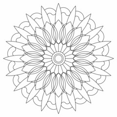 Mandala art simple coloring pages for adults. Abstract circular composition. Black and white patterns. Mandala patterns for beginners. EPS8 file. Coloring-#337