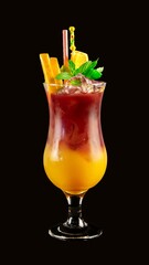 Summer cocktail with black background.