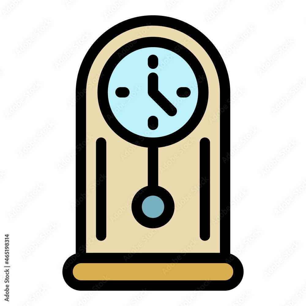 Poster time pendulum clock icon. outline time pendulum clock vector icon color flat isolated