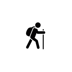 Hiking simple flat icon vector illustration