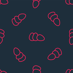Red line Chicken egg icon isolated seamless pattern on black background. Vector