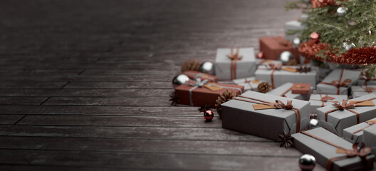 Christmas background with christmas decoration - 3d rendering