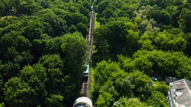 The Kiev funicular. Tram funicular railway.