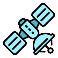 Signal satellite icon. Outline signal satellite vector icon color flat isolated