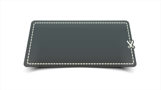 Coupon Sale, Voucher Offers and Promotions Vector Template with Scissors and dotted line on black background