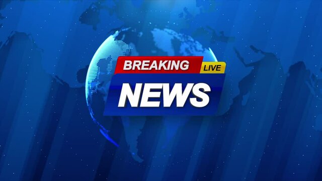 Breaking News Template intro for TV broadcast news show program with 3D breaking news text and badge, cyber and futuristic style