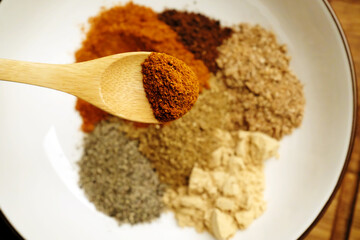 Trikatu plus spices and herbs: black pepper, cayenne pepper, ginger, nutmeg, coriander and cloves....