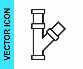 Black line Industry metallic pipe icon isolated on white background. Plumbing pipeline parts of different shapes. Vector