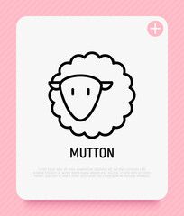 Cartoon sheep thin line icon, mutton. Modern vector illustration.