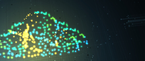 Cloud technology. Integrated digital web concept background