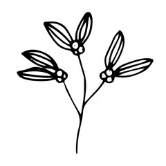 Vector Holiday twig. Illustration for invitation cards. Merry Christmas design for congratulations.