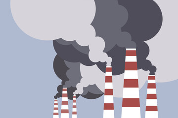 Obraz premium Illustration of factory exhausts emitting greenhouse gases to the environment