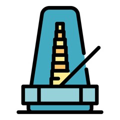 Mechanical metronome icon. Outline mechanical metronome vector icon color flat isolated