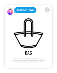 Handbag thin line icon. Modern vector illustration of lady bag.