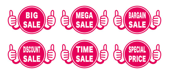 Sales promotion pop icon set. time sale, discount sale, special price, etc.