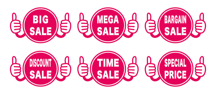 Sales promotion pop icon set. time sale, discount sale, special price, etc.