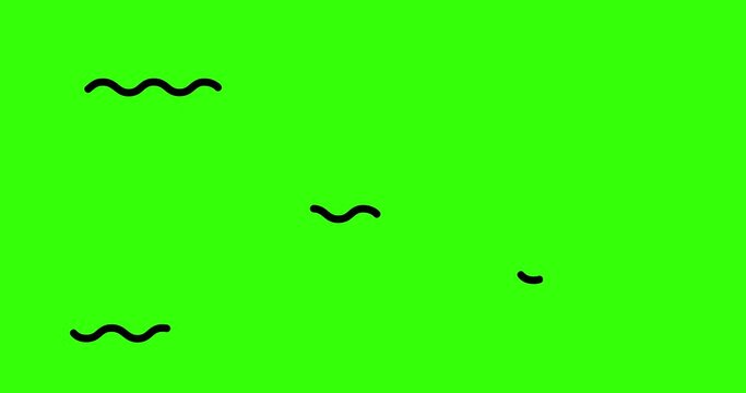 Snake animation. Black silhouettes of anacondas, boas or snakes. Green screen. 4K