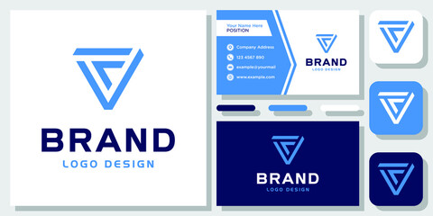 Initial Letter F V Triangle Geometric Strong Modern logo design inspiration with Layout Template Business Card