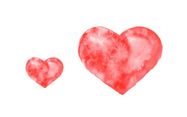 hearts shape in red on white paper background.