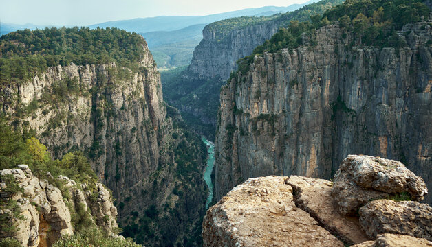 panoramic view of beautiful big Tazi canyon in Turkey, banner image nature landscape