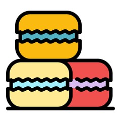 French macaroons icon. Outline french macaroons vector icon color flat isolated