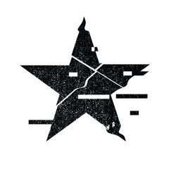 Glitch distorted geometric shape . Minimal art design . Noise destroyed star logo . Trendy defect error shapes . Glitched frame .Broken effect .vector 