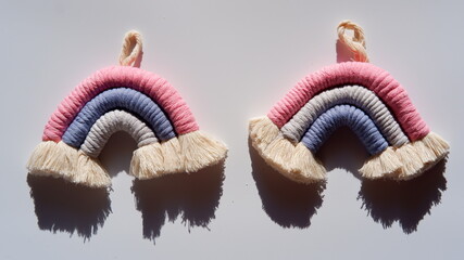 Macrame Rainbow Wall Decor for Bedroom Nursery Baby Kids Rooms Colorful Tapestry Colorful Rope Woven Tassel Wall Hanging Toy