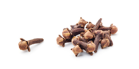 Spice cloves on white background