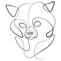 Grizzly bear line art vector illustration isolated on white background. Bear Line Drawing for background, tatto, logo identity.