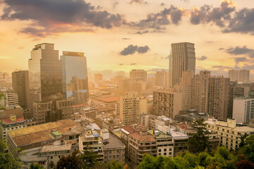 Fototapeta na wymiar Downtown Santiago city skyline cityscape of Chile