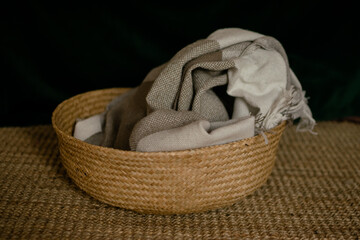laundry basket with towels