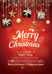 Merry christmas greeting card template. Happy holiday greeting banner and card template.