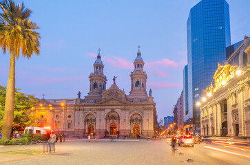 Fototapeta na wymiar Plaza de las Armas square in Santiago Chile