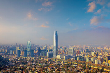 Obraz premium Downtown Santiago city skyline cityscape of Chile