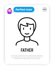 Smiling man thin line icon. Modern vector illustration of avatar.