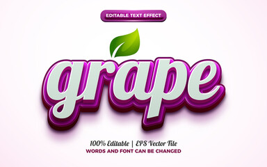 purple grape fruits nature 3d logo template editable text effect style