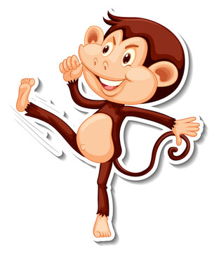 Funny monkey cartoon character sticker