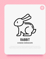 Cartoon rabbit thin line icon. Modern vector illustration for Chinese horoscope.