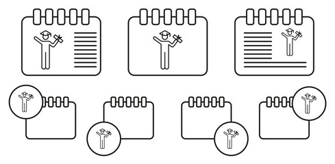 Academic vector icon in calender set illustration for ui and ux, website or mobile application